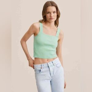 Mango Light Green Crop Top - Size M - New With Tags